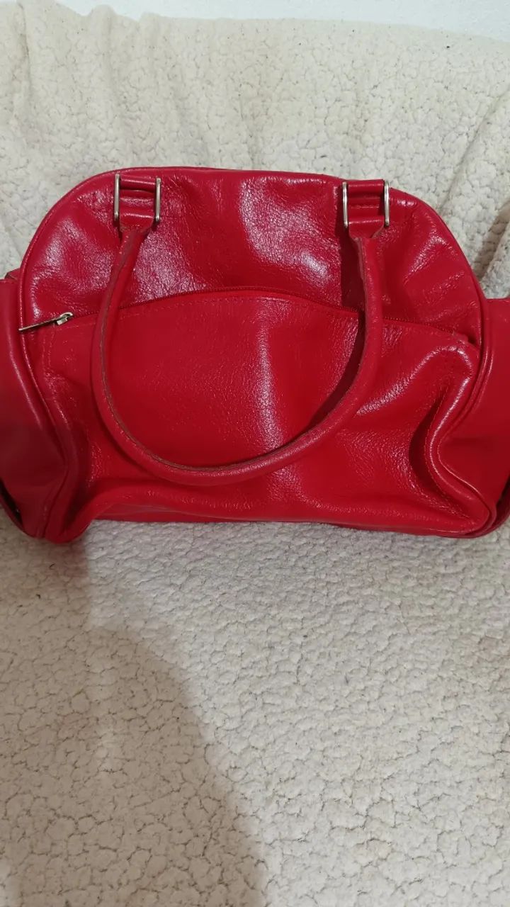 Bolsa em Couro Legítimo Vermelha