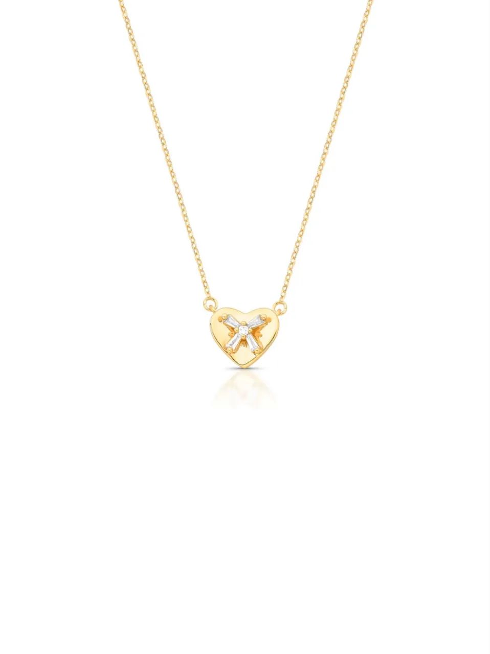 Colar e brinco coração banho ouro 18k - Foto 4