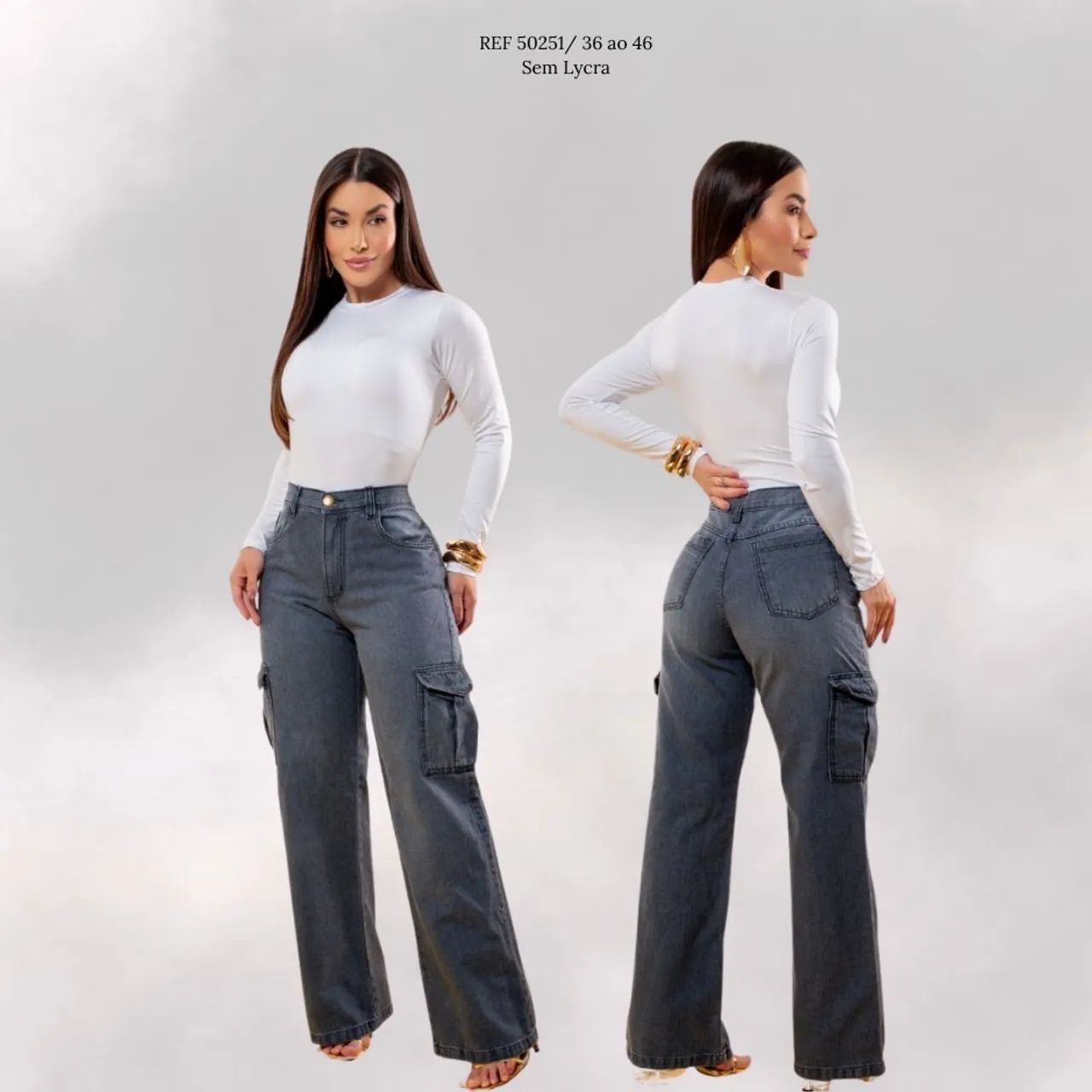 Calça Cargo Jeans/ sem lycra
