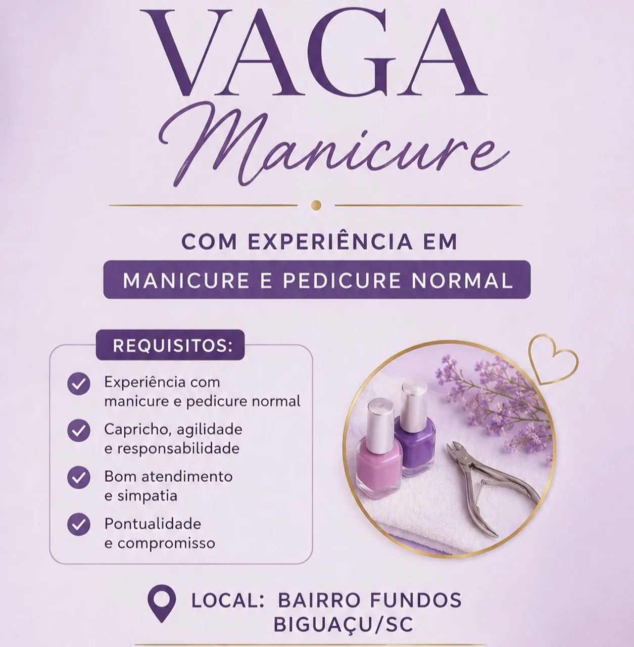 Vaga para Manicure 