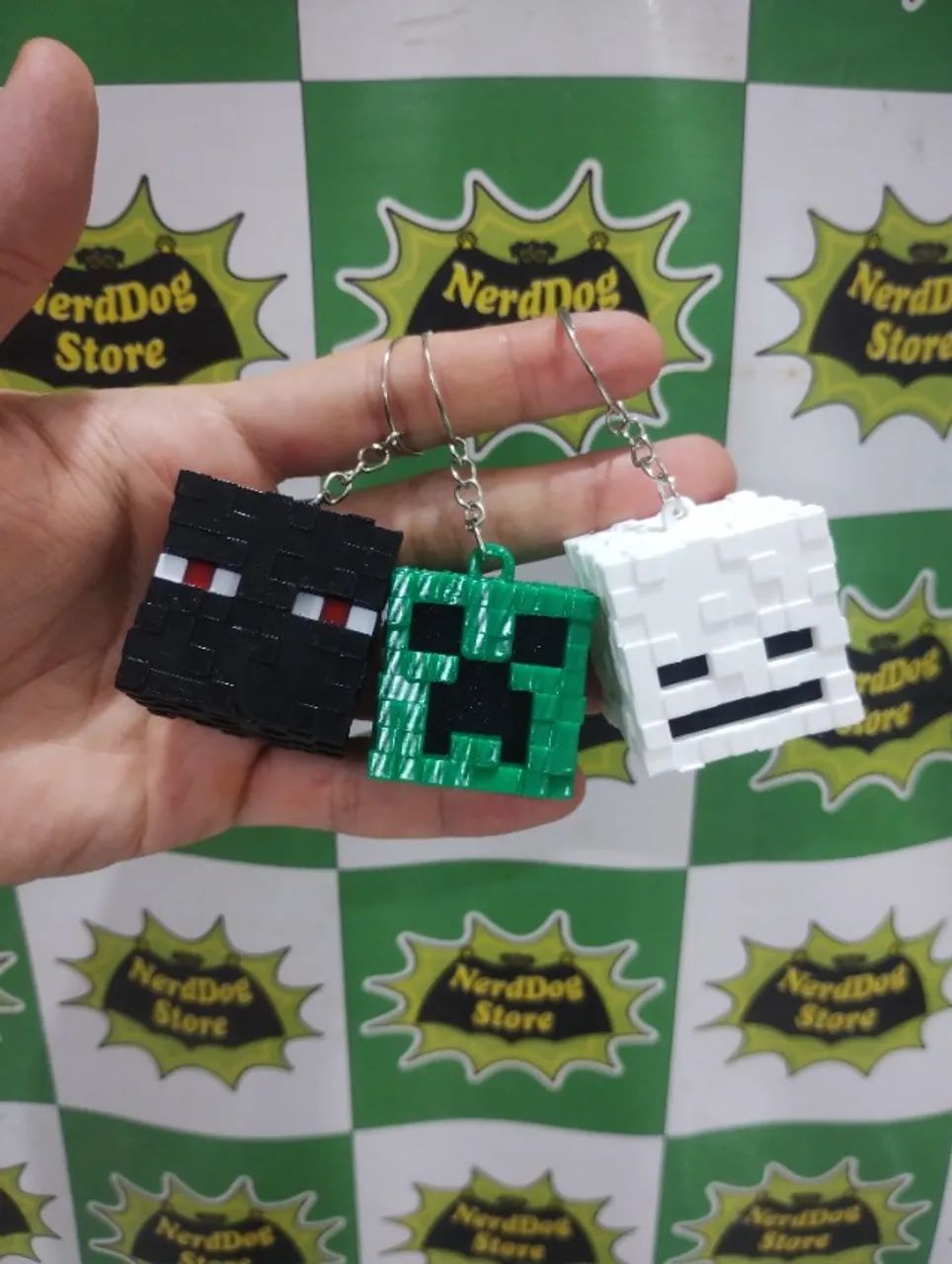 Chaveiros Minecraft Head Creeper Skeleton Enderman - NerdDog Store