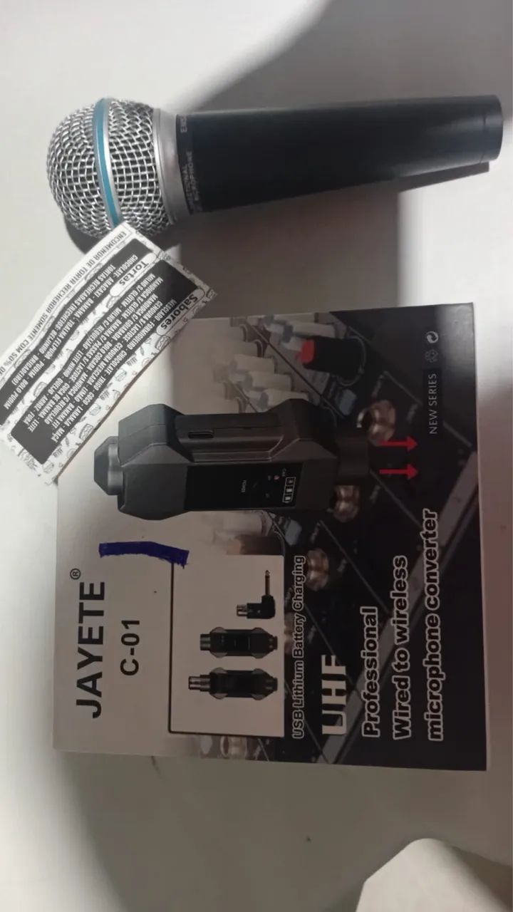 Kit Microfone Sem Fio Jayete C-01 UHF Completo