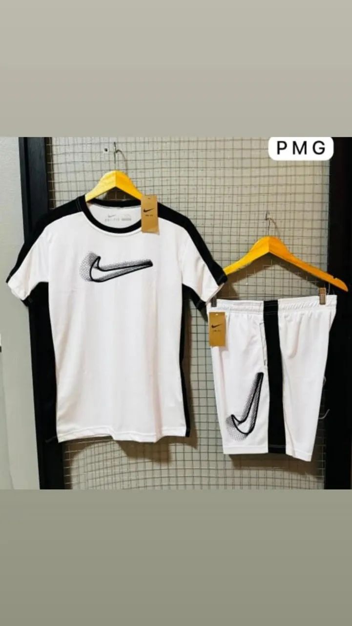 Kit nk dri fit premium e de time conjunto camisa + bermuda academia