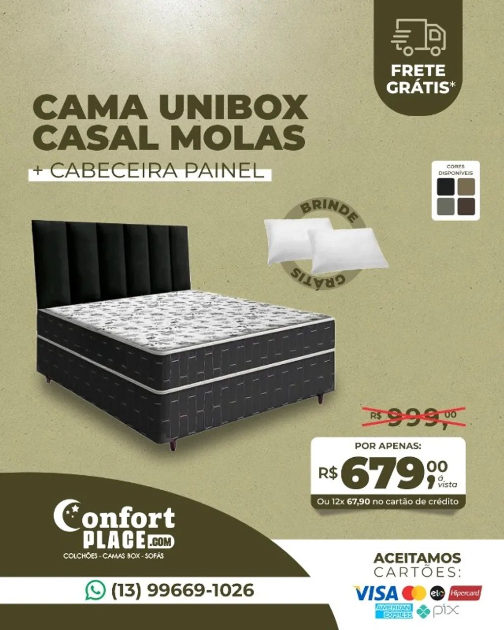Cama Box Casal Conjugada Molas Macia Frete Grátis 