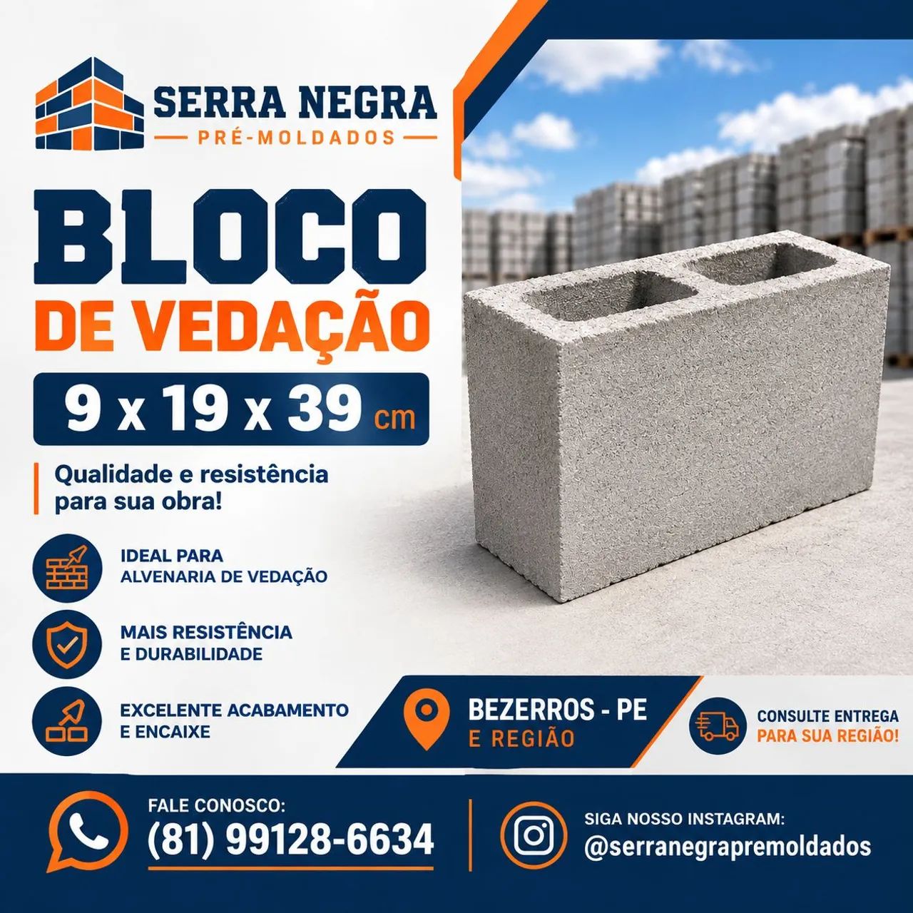Bloco de vedação 9x19x39 