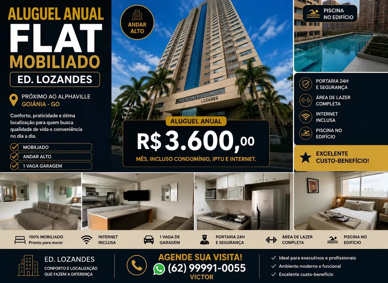 Aluguel anual de flat mobiliado Lozandes - Foto 3