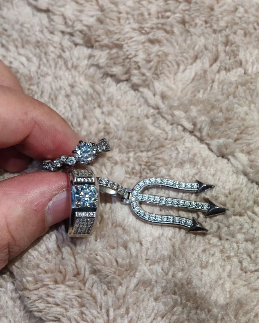Conjunto de 3 peças de moissanita. - Foto 2