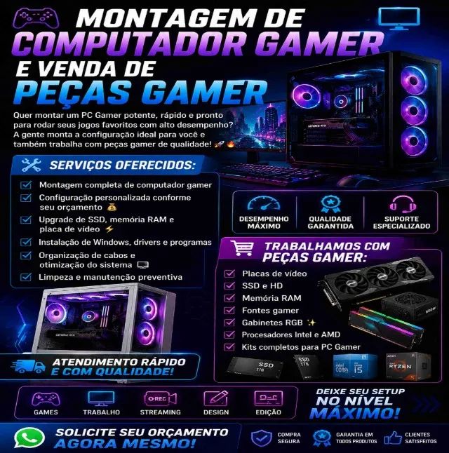 Assistencia informática pc gamer e montagem e pc gamer 