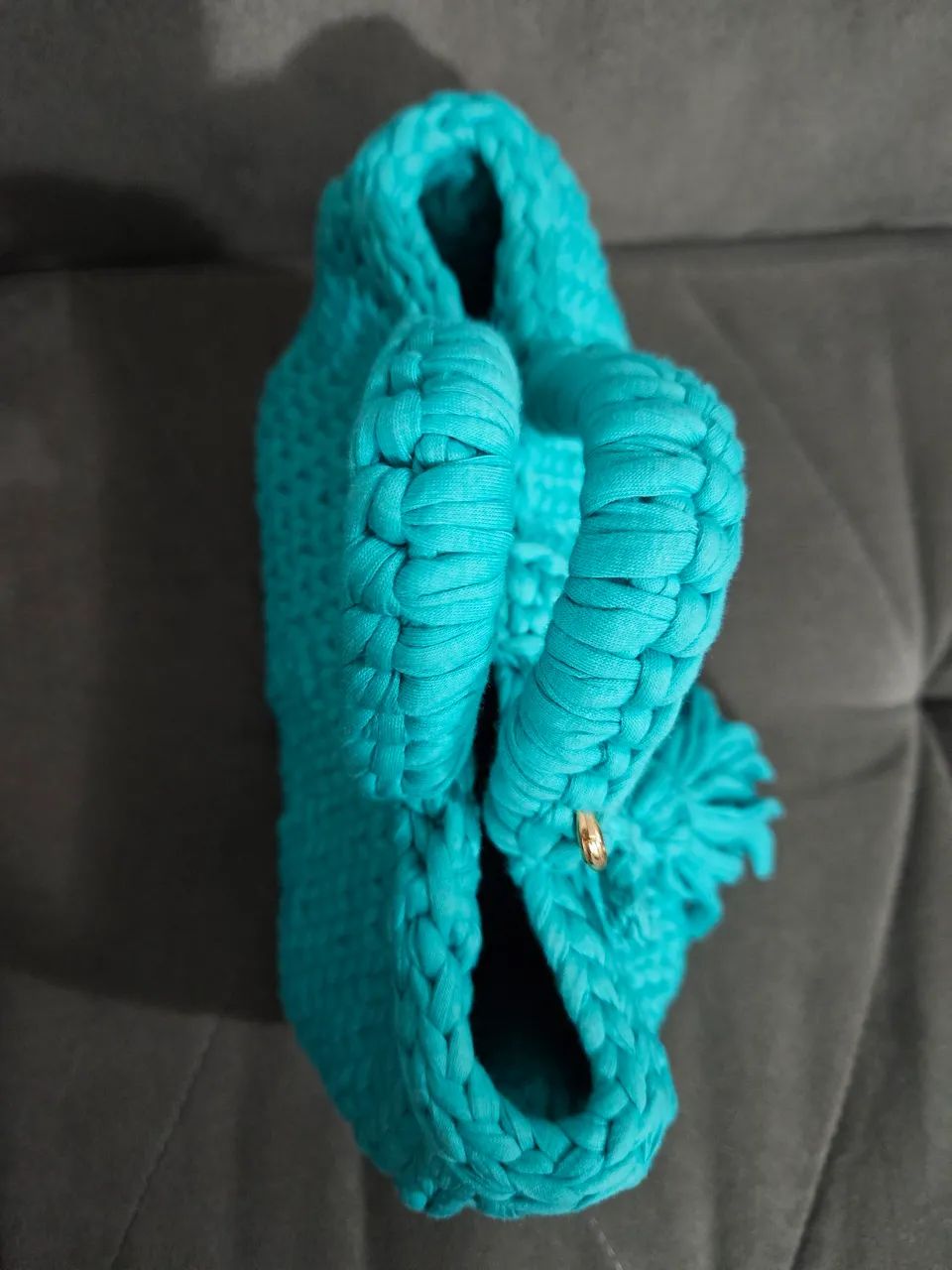 Bolsa de Crochê em Fio De Malha com Alças Estruturadas - Foto 5