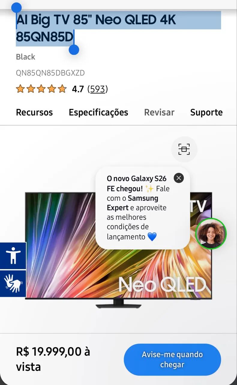 AI Big TV 85" Neo QLED 4K 85QN85D  - Foto 4