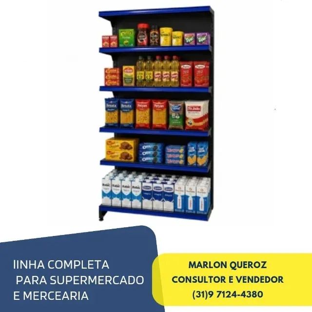 Gôndola de Parede Preta 6 Bandejas Polar