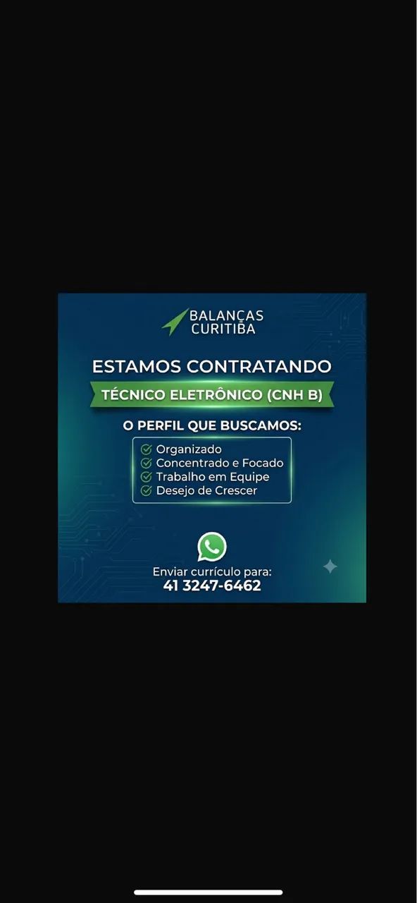 VAGA DE EMPREGO PARA TÉCNICO ELETRÔNICO 