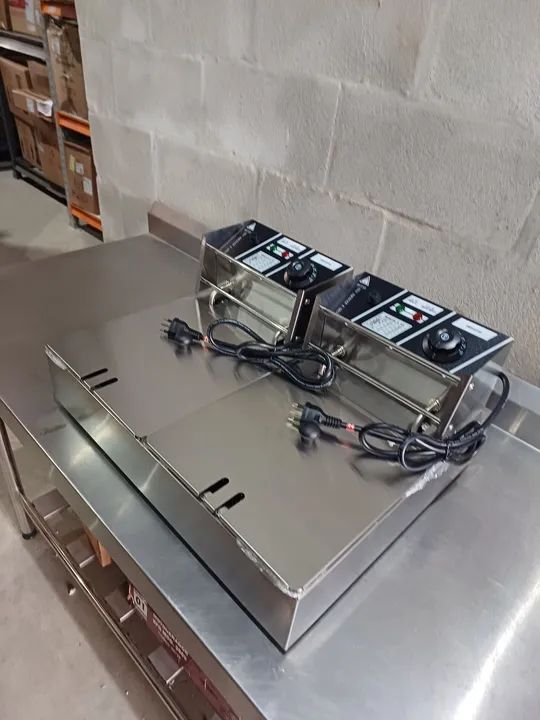 Fritadeira Elétrica Industrial 2 Cubas 10L 5L cada lado - Marcos  - Foto 4