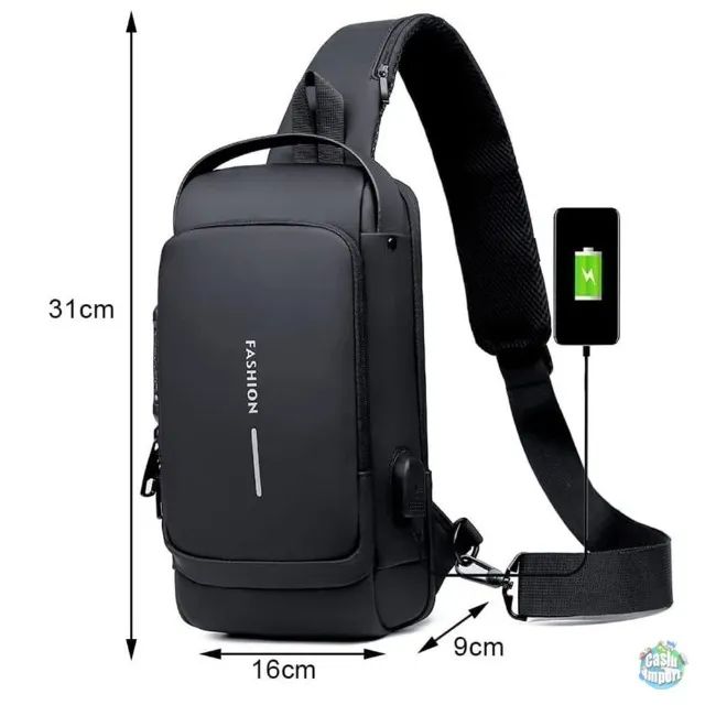 Mochila de ombro compacta com trava de código e Usb - Foto 5