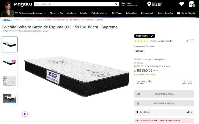 Colchão solteiro D33 Gazin lacrado nunca usado novíssimo no plástico Supreme - Foto 4