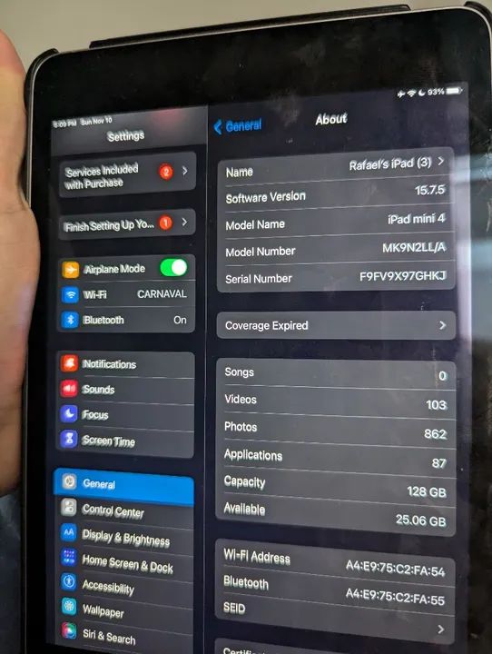 Apple Ipad mini 4 128gb - gratis capa