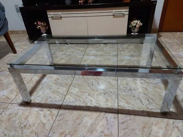Mesa de centro retangular - Vidro Espesso