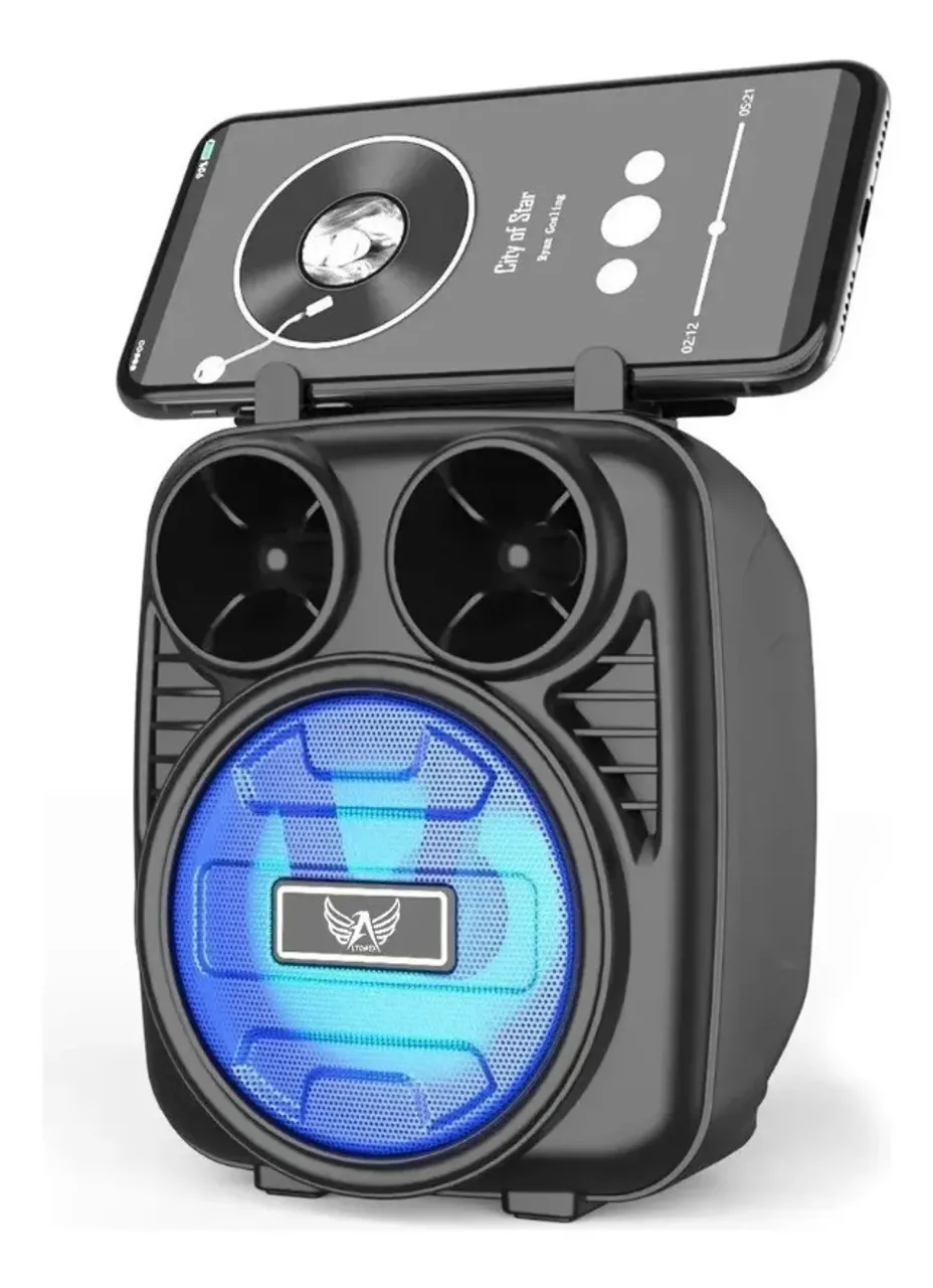Caixa Som Recarregável Bluetooth Usb Cartão Sd Mp3 Cor Preto
