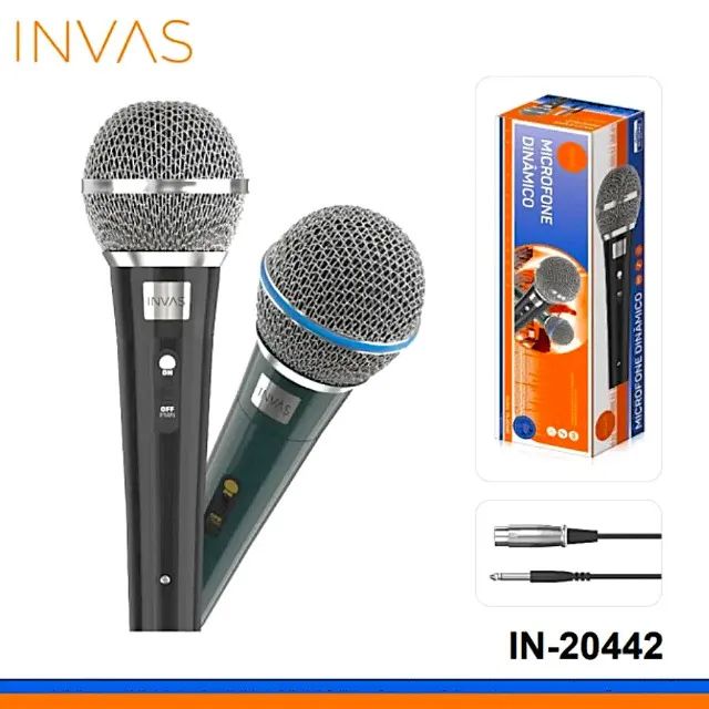 Microfone Profissional Com Fio de 3 Metros Dinâmico P10 Invas IN-20442 - Foto 5