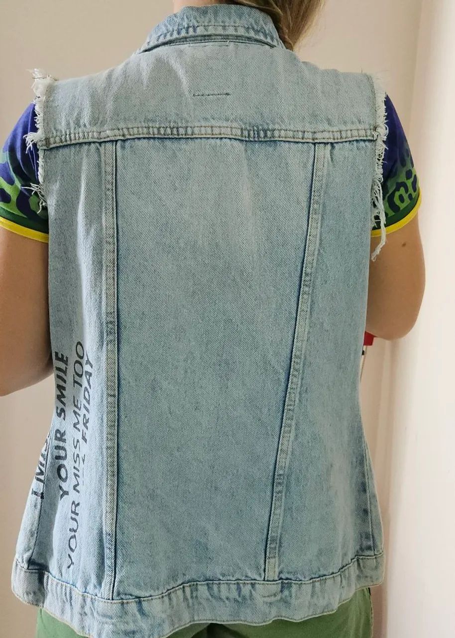 Colete Jeans Desfiado Feminino - Foto 4