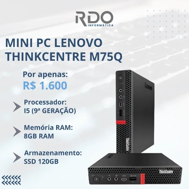 Mini PC Lenovo ThinkCentre M75q | i5 9ª Geração | 8GB RAM | SSD 120GB | Compacto e Potente