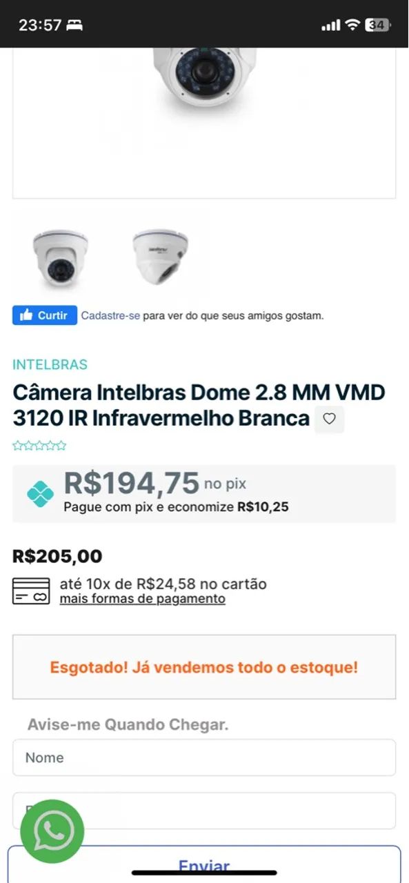Câmera Intelbras Dome 2.8  DVR e brinde VMD 3120 IR Infravermelho Branca  - Foto 5
