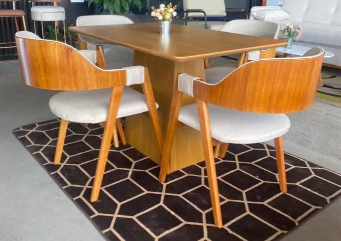 Mesa de Jantar Barbara com 4 Cadeiras Costa Rica 120x80