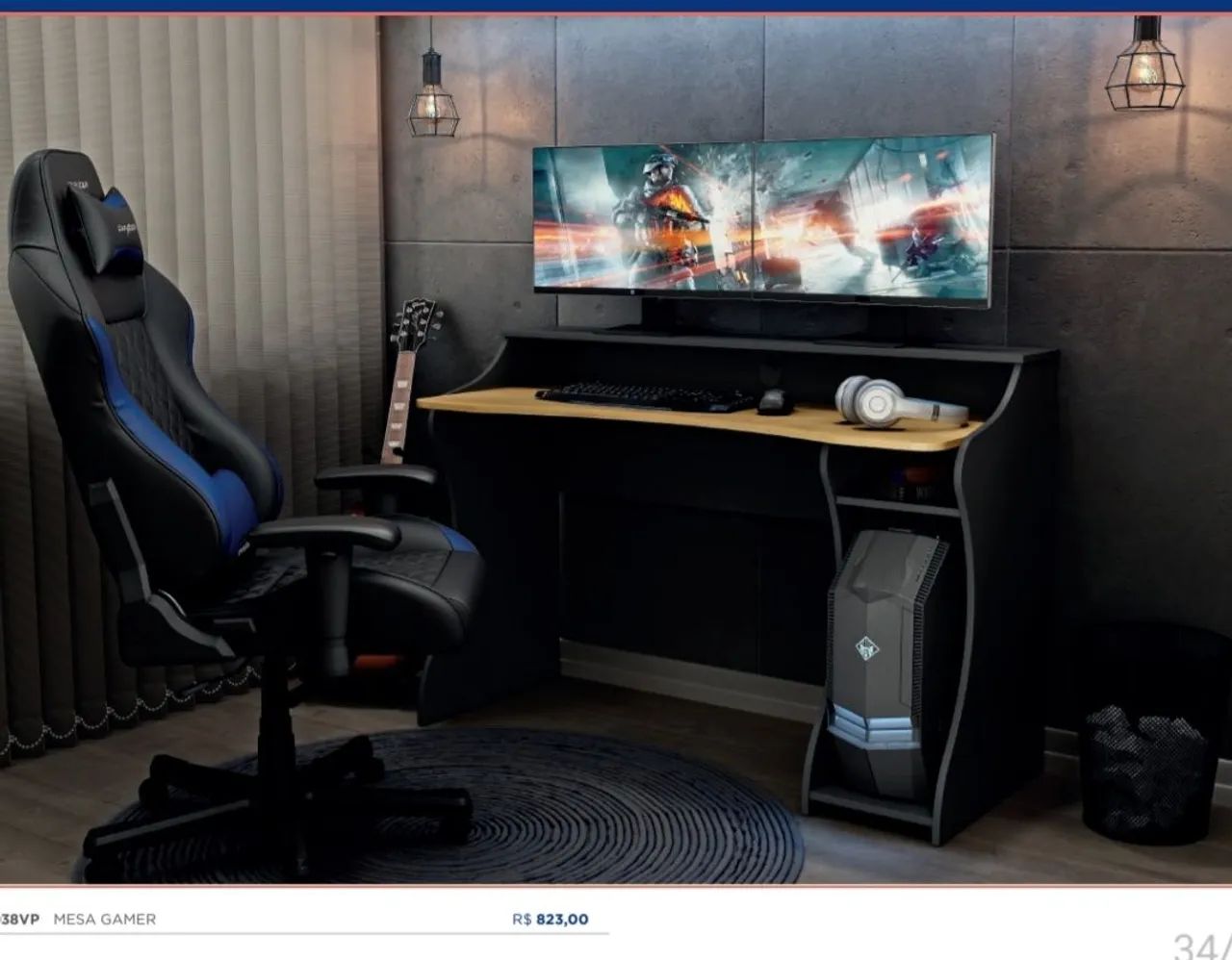 Mesa Gamer Madeira Maciça 