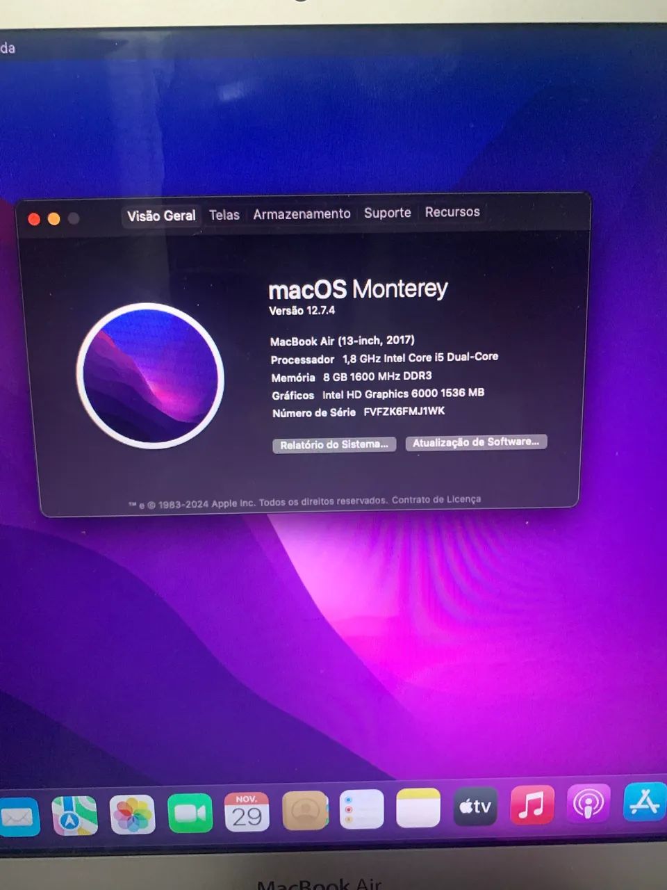 MacBook Air 11 2017 A1465 Intel i5/8 GB/SSD/Impecável/12x - Foto 6