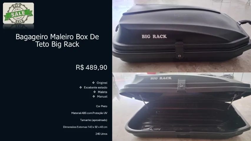 Bagageiro Maleiro Box De Teto Big Rack