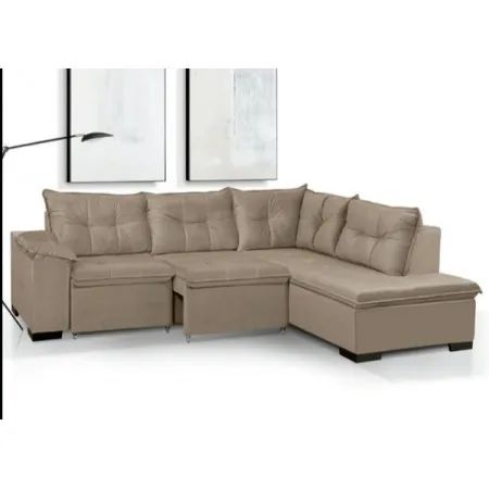 Sofá de Canto com 2 assentos retrátil cor Bege