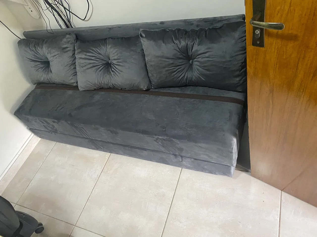 Bi Cama Cinza com recosto