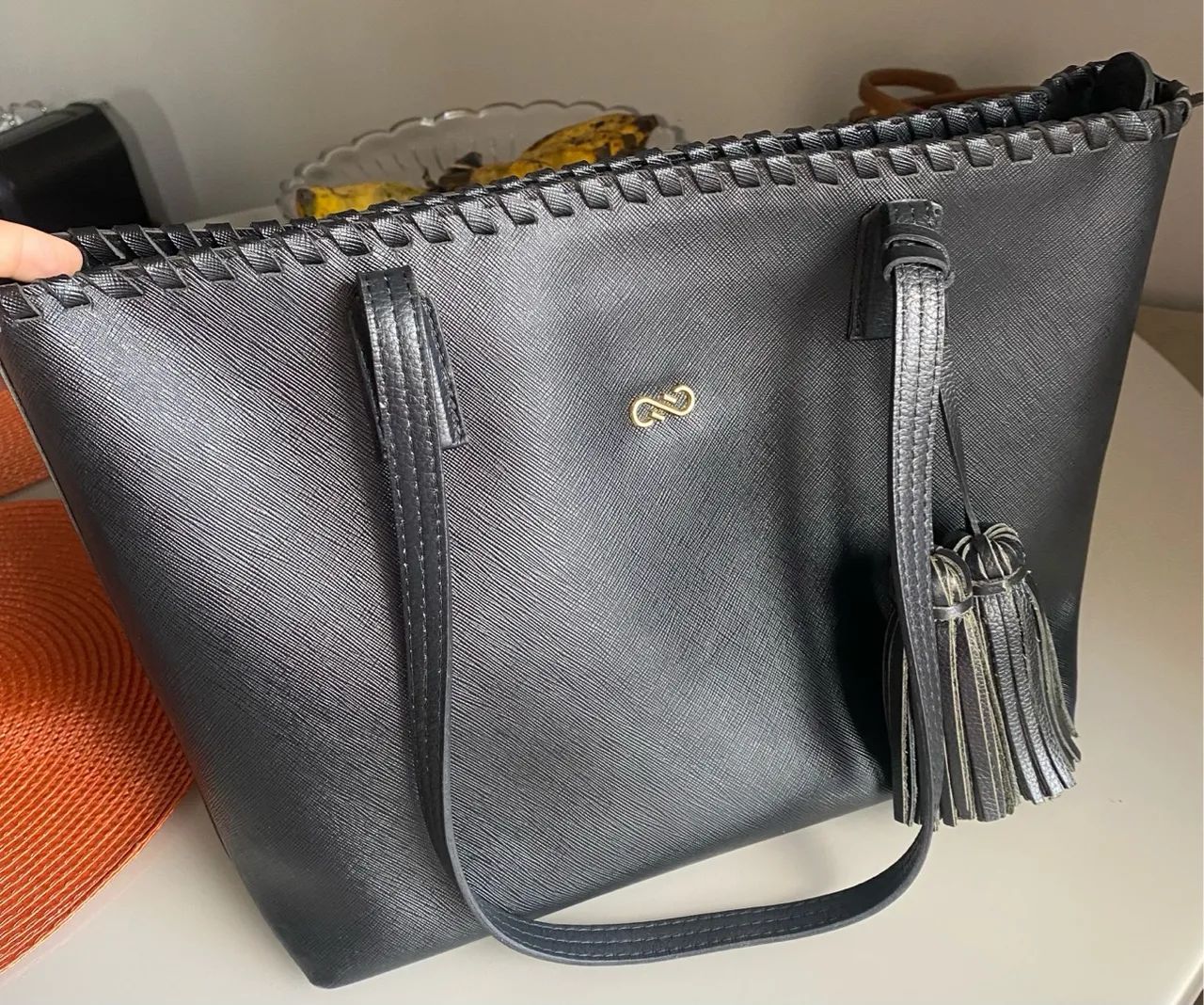 Bolsa de couro preta