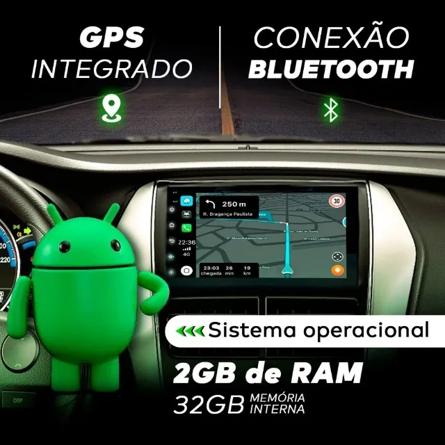 Central Multimídia Android Auto Carplay Bluetooth USB sistema Android 11