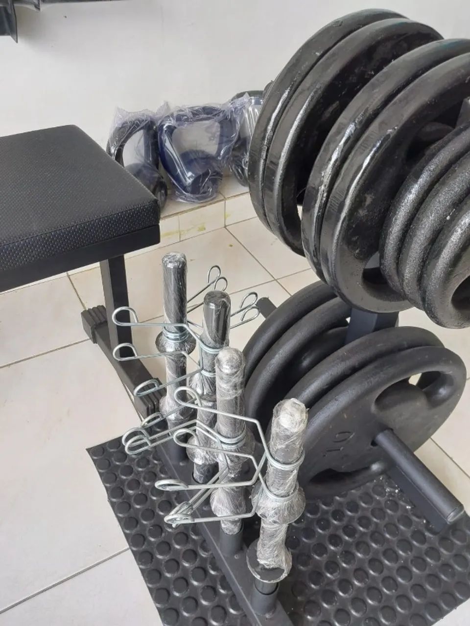 Kit Completo: Suporte de Anilhas + Anilhas Pintadas + Barras Ocas - Organização, Estética  - Foto 4