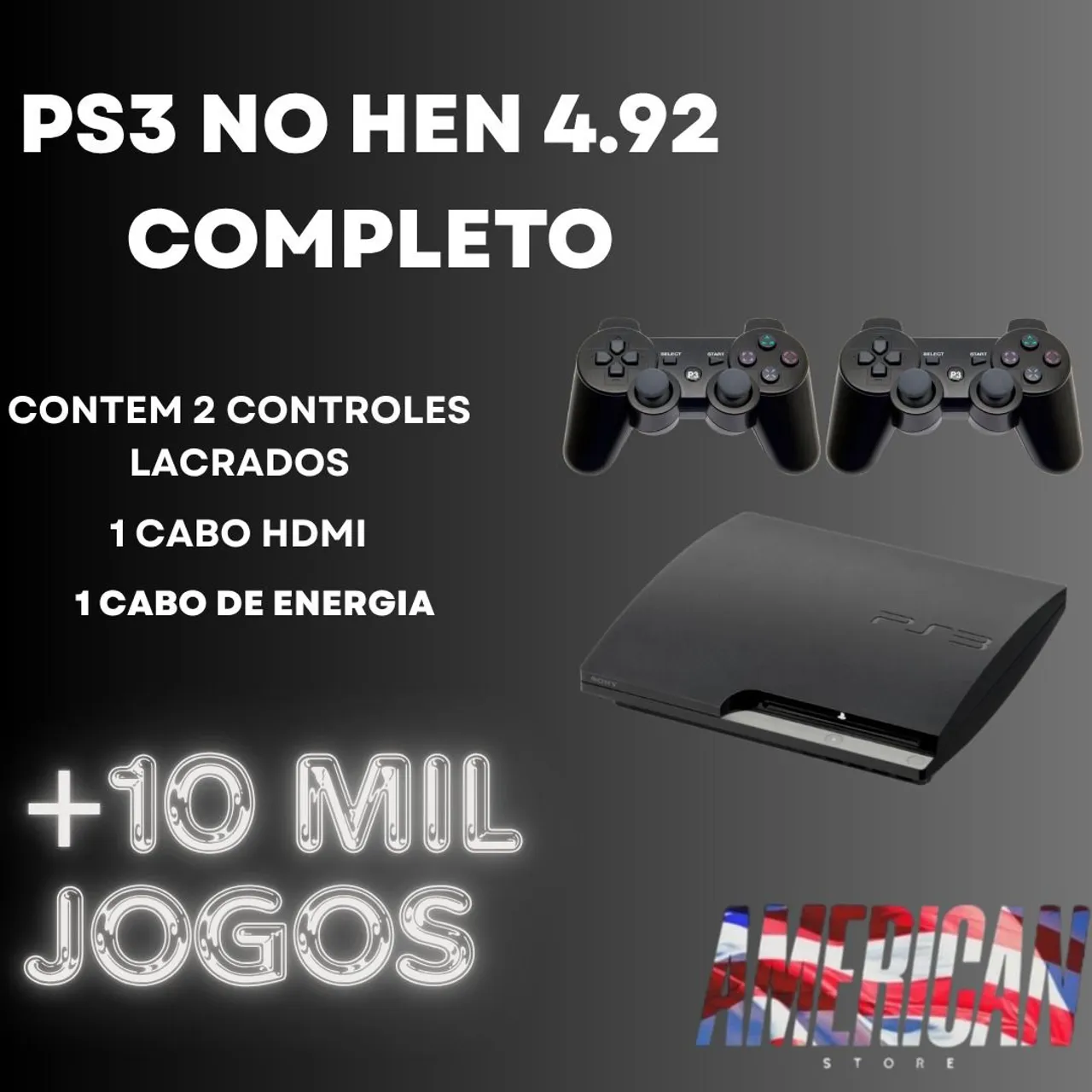 PS3 com HEN 4.92 Completo + 10 Mil Jogos ENTREGAMOS EM TODA BH E REGIÃO