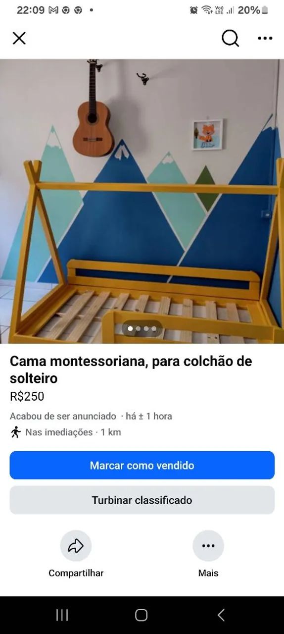 Cama montessoriana, para colchão de solteiro