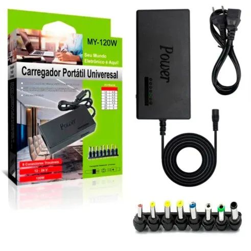 Fonte de Notebook Universal 120W 12-24V com 8 pinos -120W - Foto 2