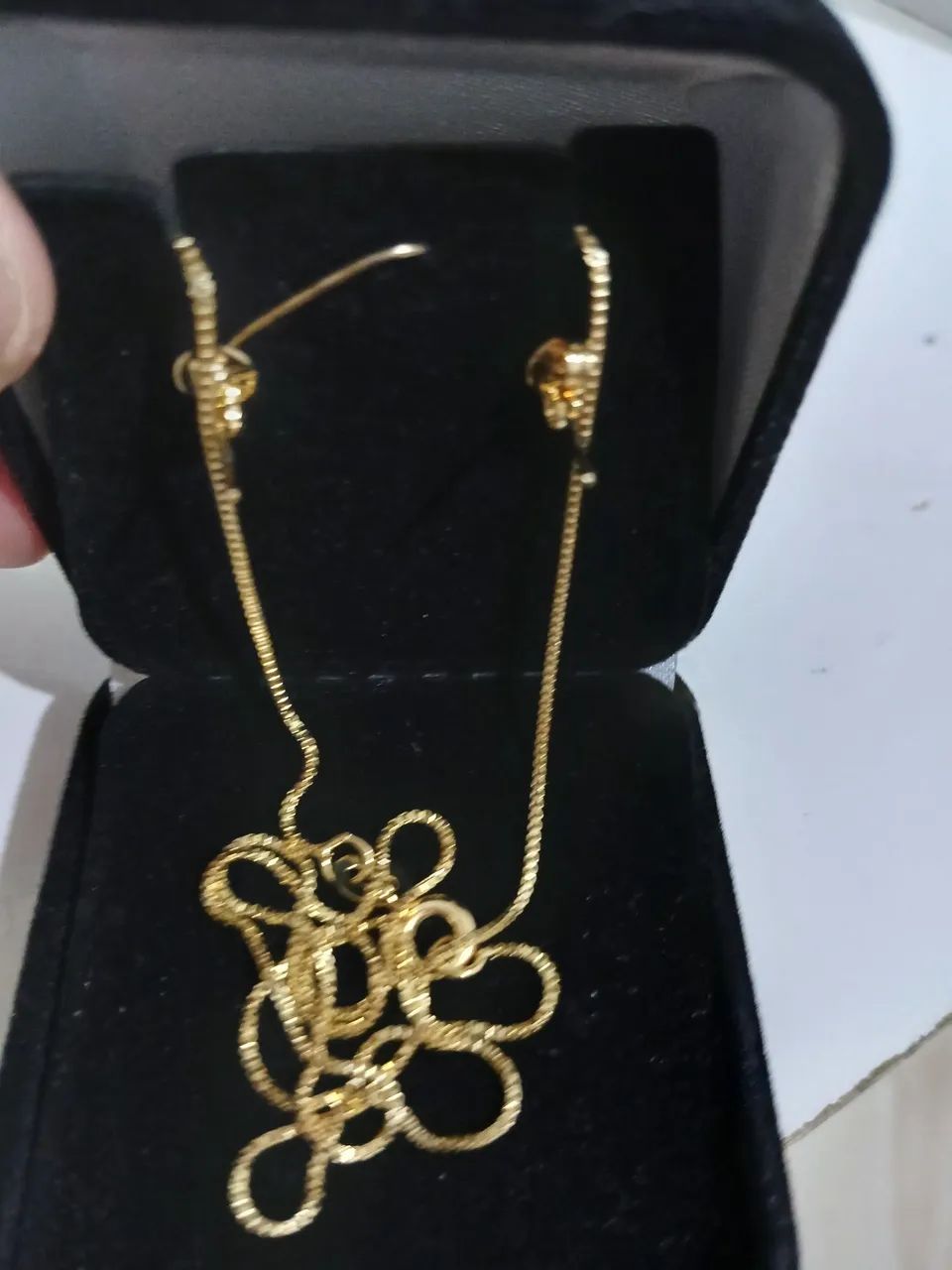 Conjunto de corrente e brinco folheado - Foto 4