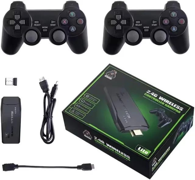GAME STICK 4K ORIGINAL VERSÃO ATUALIZADA 11 MIL JOGOS com 2 controles sem fio
