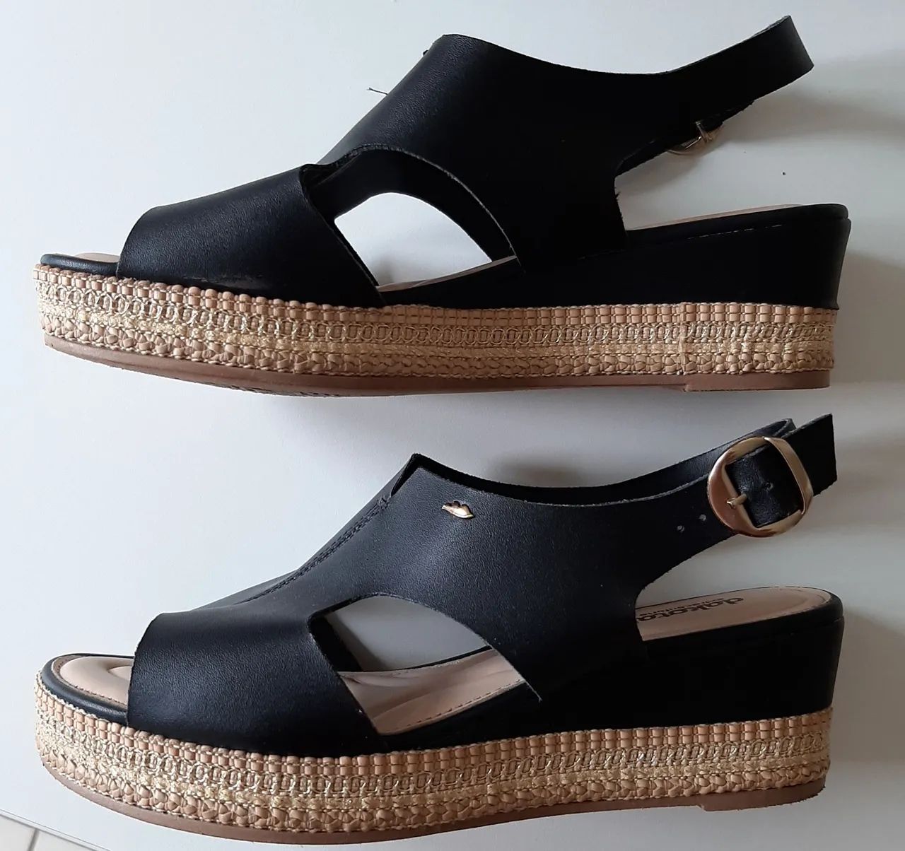 Sandália Anabela Plataforma preta Dakota - tamanho 38