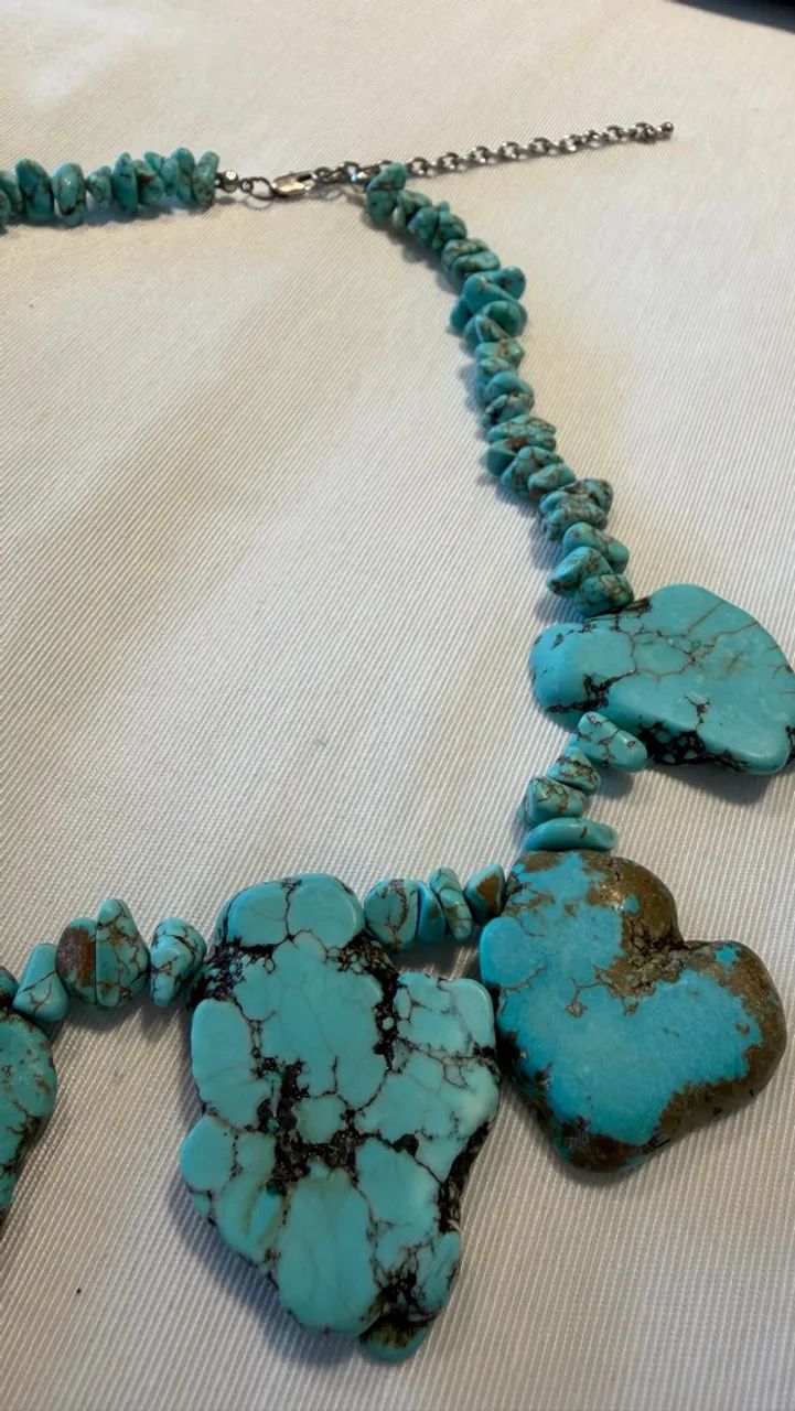 Maxi Colar de Pedras Naturais Azul Turquesa - Foto 4