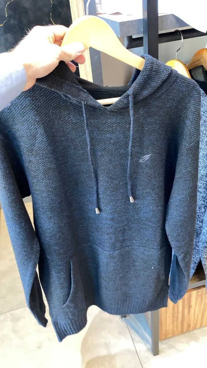 Moletom Masculino Capuz Azul Marinho - Peça Nova