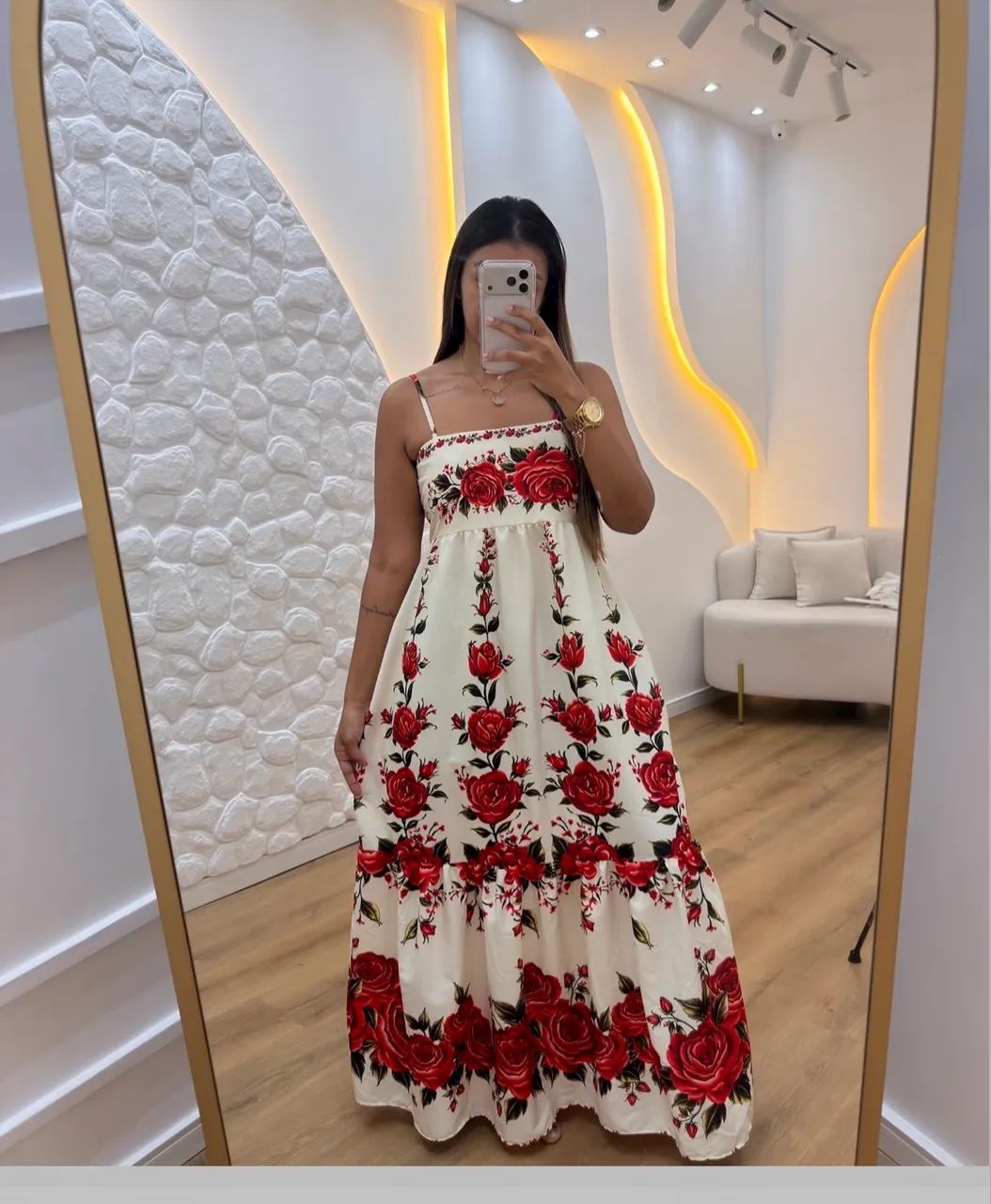 Vestido longo Floral estilo Farm