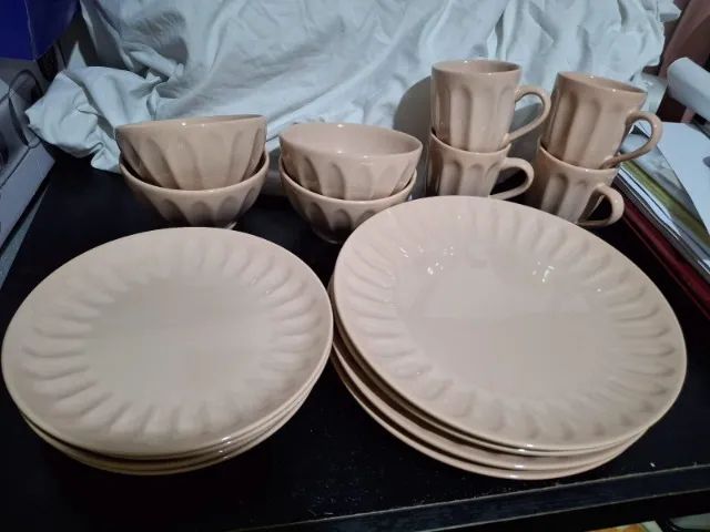 Jogo de Louça Cerâmica Bege 16 Peças