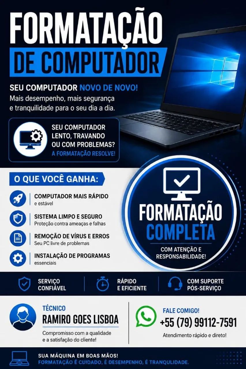 FORMATAÇÃO DE PC E NOTEBOOK ? ARACAJU/SE