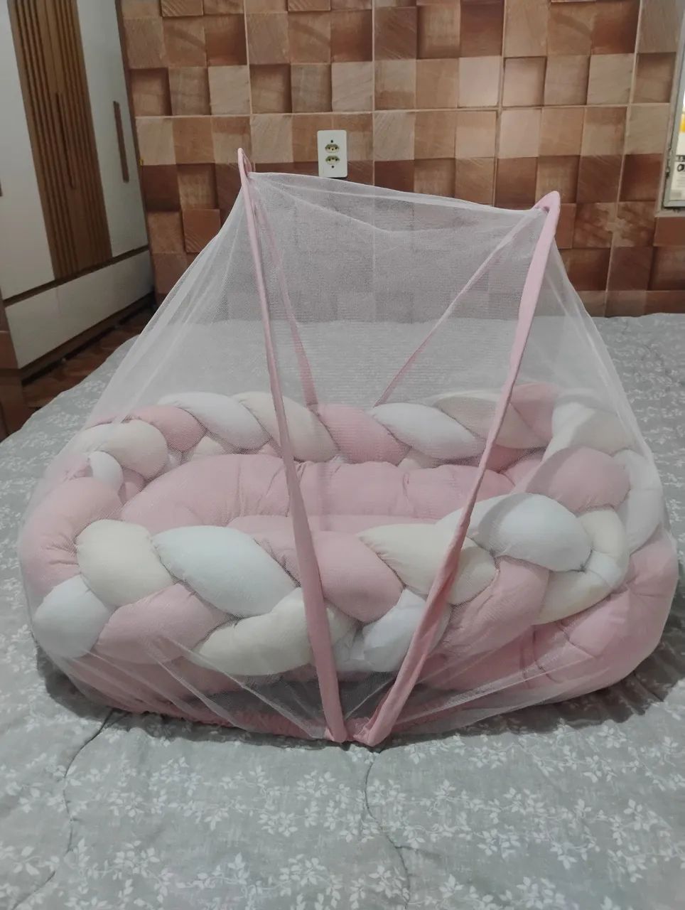 Ninho para bebê (rosé com creme) - Foto 2