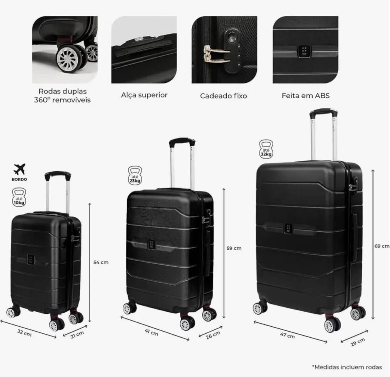 Kit mala de viagem P/M/G