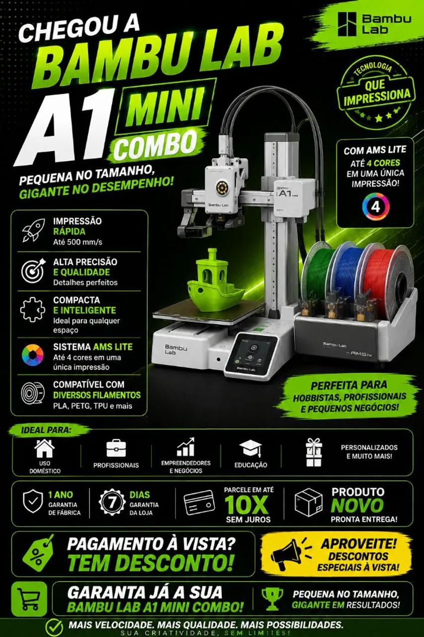 Impressora 3D Bambu Lab A1 Mini Combo