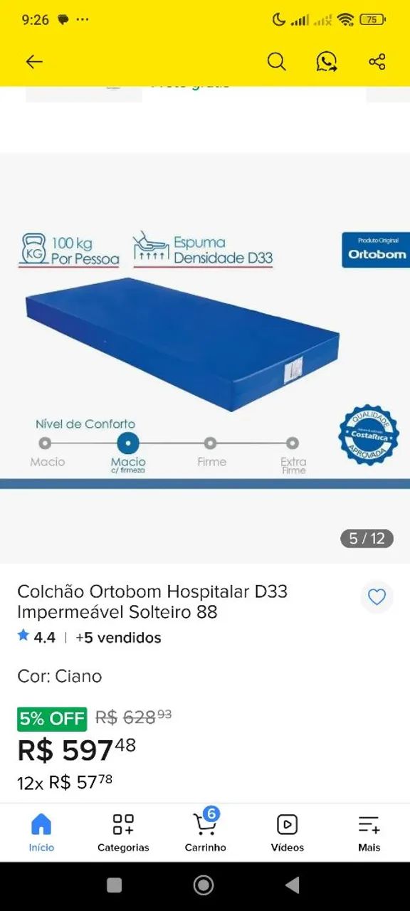 Colchão hospitalar D33 1,88 x 0,88 - Foto 5